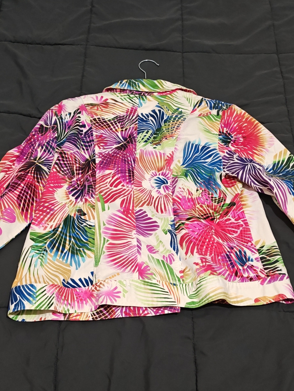 Chico's White Floral Multicolor Blazer Jacket
